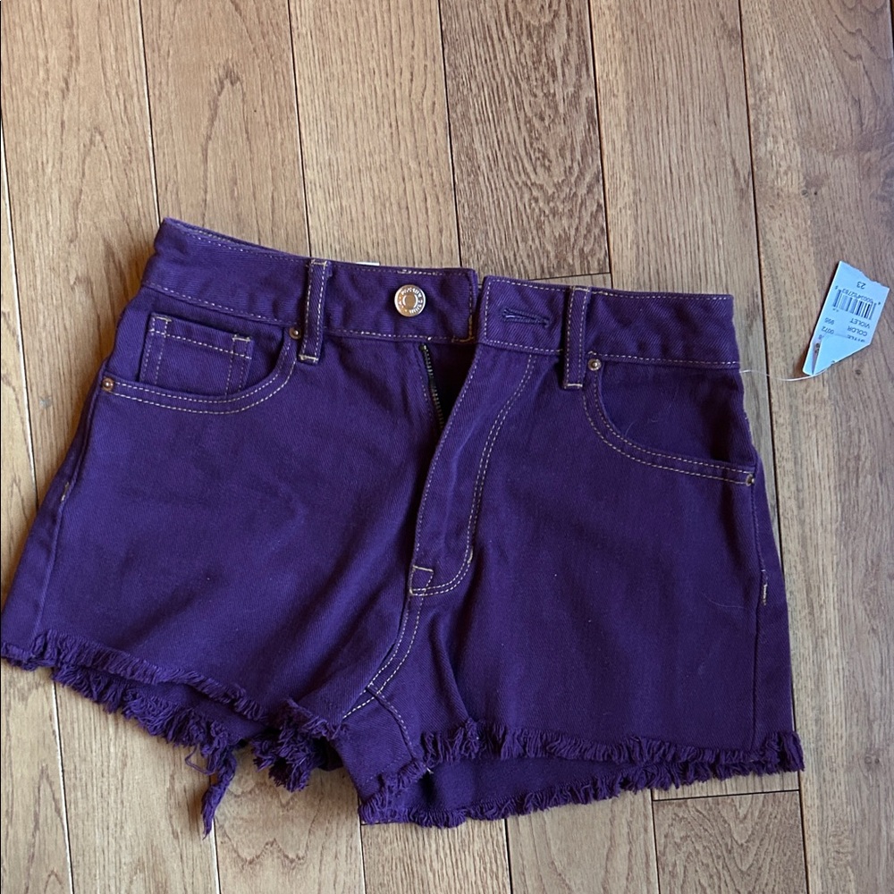 PacSun Women's High Rise Festival Purple Denim shorts